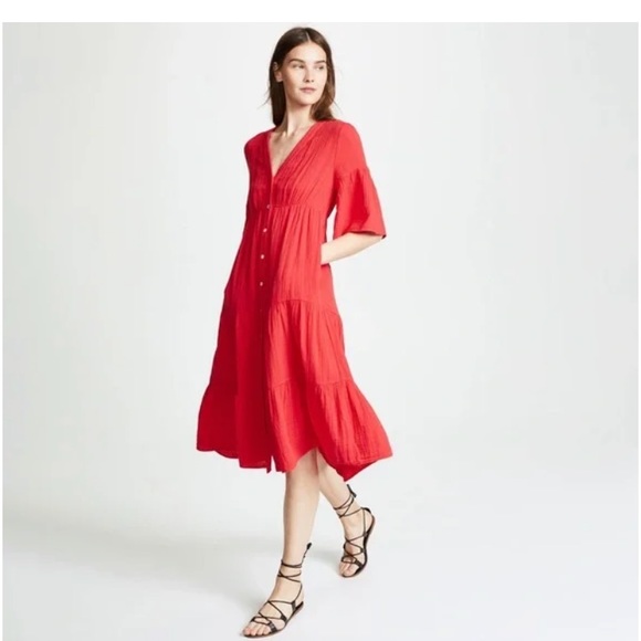 XiRENA Dresses & Skirts - Xirena Kendall Midi Dress in Red Hot Sz S
